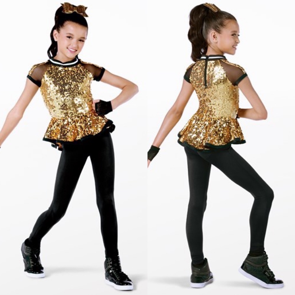 Weissman Dance Costume Gold & Black Size Children’s Large